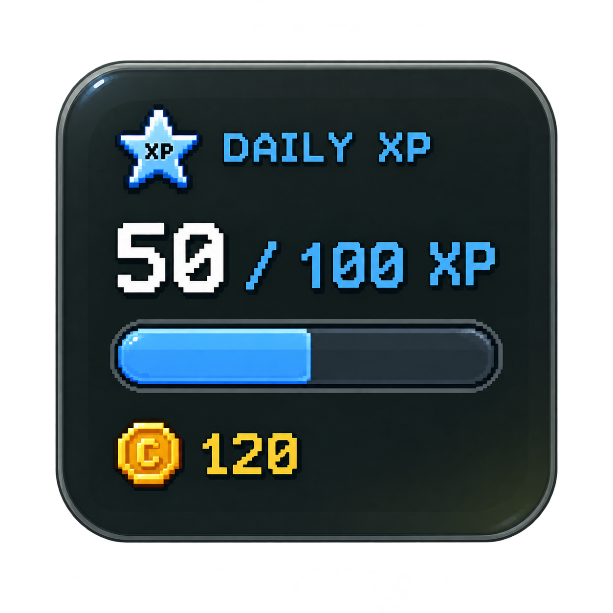 Small Neuro Venture Daily XP widget showing XP progress and Gold